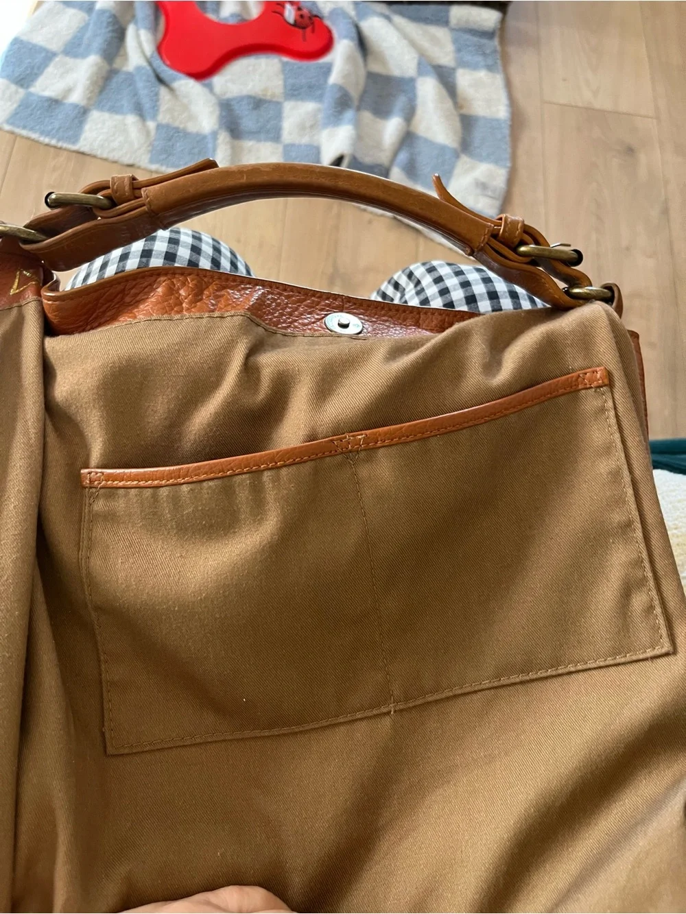 Kelsi Dagger Brooklyn Cognac Leather Hobo Shoulder Tote, 14”w x 14”h x 5”d